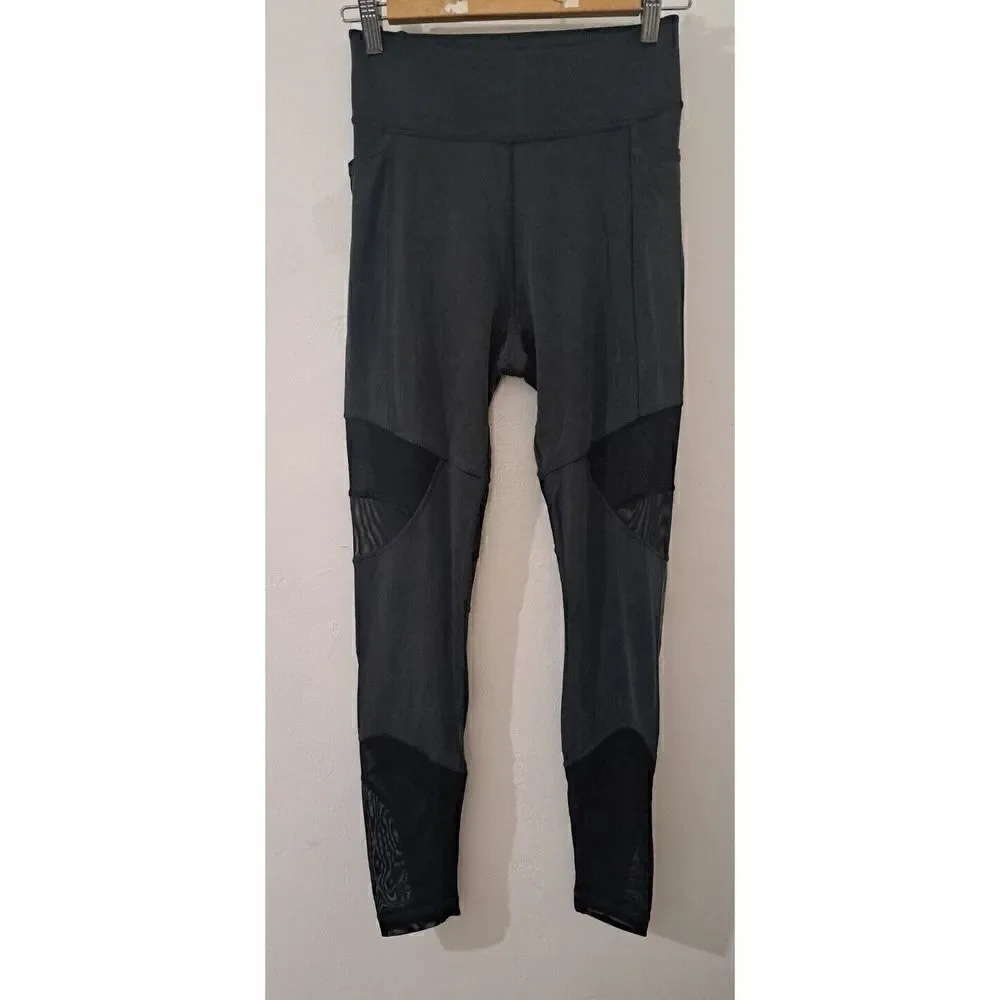 Lululemon Women Size 6 HI Rise WUNDER UNDER leggings Phone Side Pockets Mesh